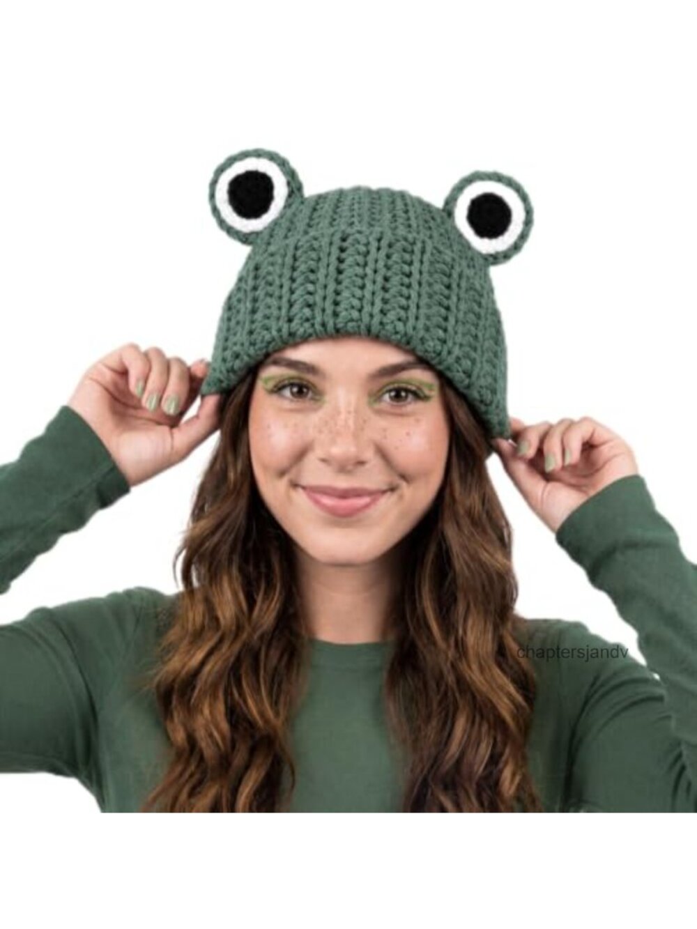 Hand-Crocheted Frog Beanie with Ear Flaps Winter Hat